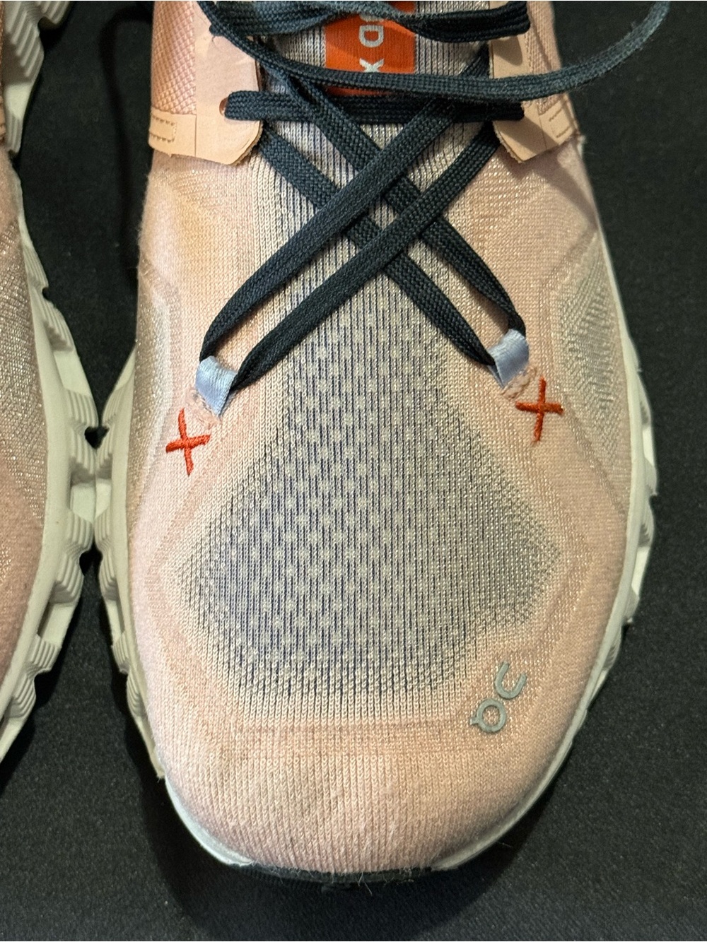 On clouds Running Women’s Pink Athletic Running Shoes with Orange Accent - Picture 5 of 12
